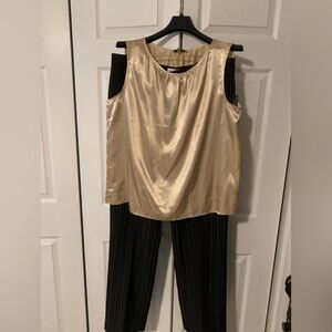 Women’s Black Pin Striped Pants with Top from Le Suit, Size 14, NWT